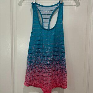 Zyia Active Ombre Racerback Tank Top | Teal to Pink | Lightweight Workout Tank